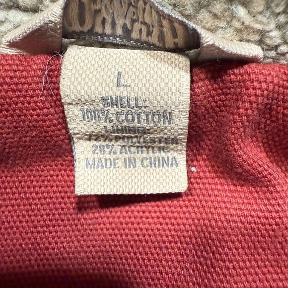 Duluth Trading Vest Womens L Red Canvas Sherpa Lined Heavyweight Chore Full Zip - Picture 11 of 13